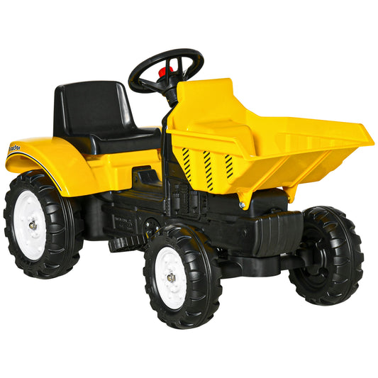 Kids Ride-On Excavator Manual Control Bucket Pretend Play Tractor Forward Backward Function Kids Crystal