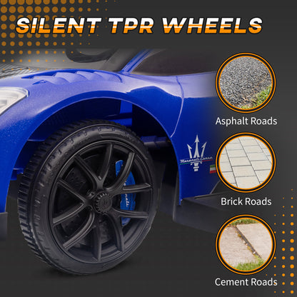 6V Maserati GT2 Licensed Electric Car for Kids, Ride on Car with Under Seat Storage, LED Headlights Music, Blue