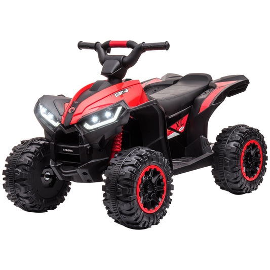 Kids 4 Wheeler Quad Bike ATV Music MP3 Headlights Speed Control Electric Rechargeable Battery Powered Ride On Toy 3-5 Years Red Kids Crystal