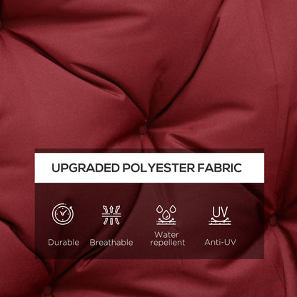3 Seater Outdoor Seat Pads Bench Swing Chair Replacement Cushions Backrest for Patio Garden, Wine Red