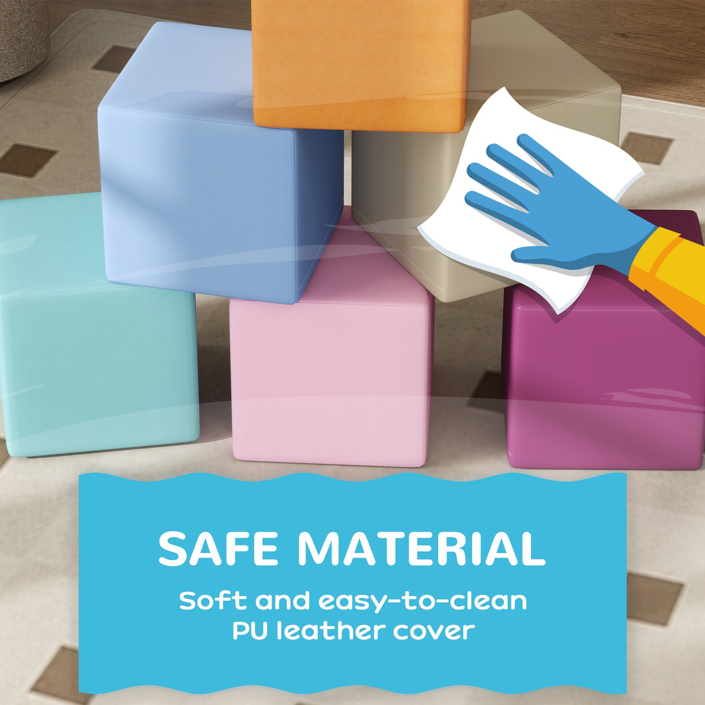 12 Piece Soft Play Blocks Soft Foam Toy Building And Stacking Blocks - Multicolours