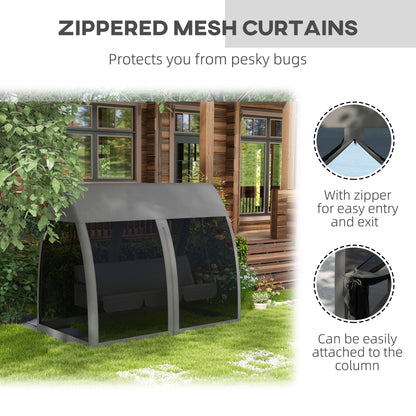 3-Seater Swing Chair with Canopy, Steel Stand, Outdoor Lounger Bed, Netting Walls, Perfect for Patio - Grey