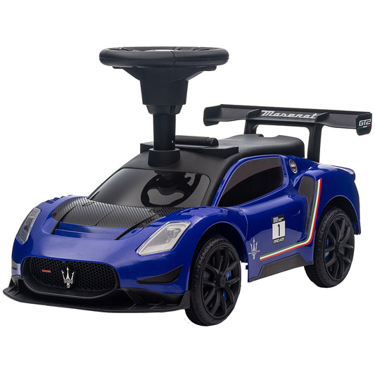 Licensed Maserati GT2 Baby Sliding Car with Storage, Music, Horn, Foot to Floor Toddler Car for 18-60 Months, Blue Kids Crystal