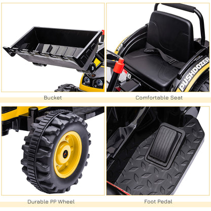 6V Kids Digger Ride On Excavator Battery Powered Construction Tractor Music Headlight Yellow