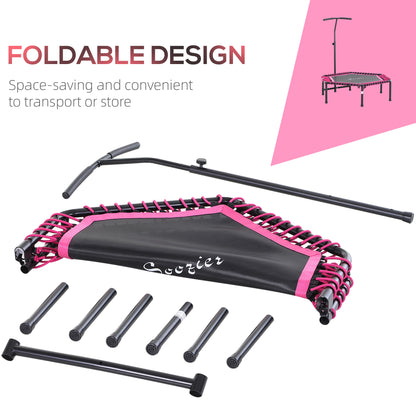 Hexagon Mini Trampoline 48" Adult Fitness Rebounder with Adjustable Handle Pink Cardio Trainer Outdoor Bouncer