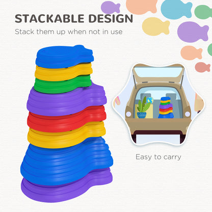 Sensory Stepping Stones: 8pc Balance River Stones for Kids Obstacle Course, Indoor/Outdoor Play Equipment for Ages 3-8