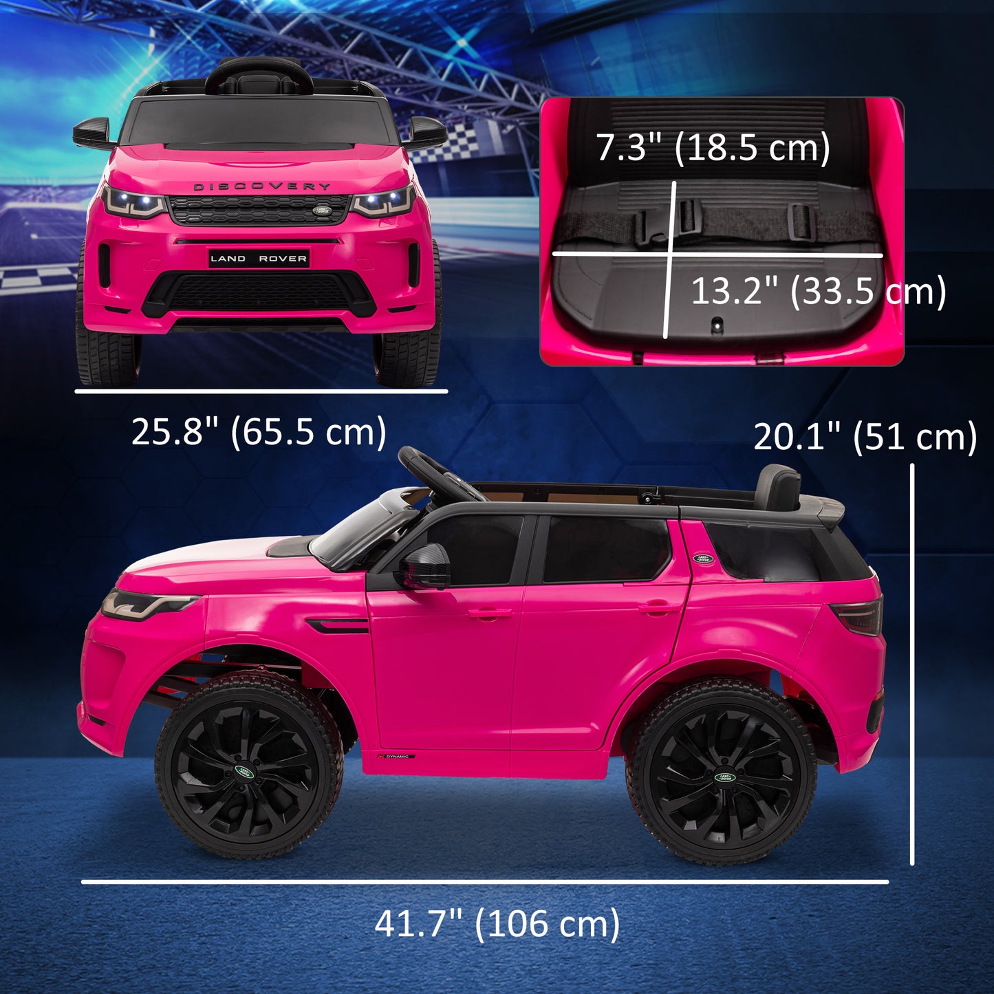 Land Rover Discovery Sport Licensed 12V Ride on Car w/ Remote, Soft Start, LED Lights, Music Horn, Pink Kids Crystal