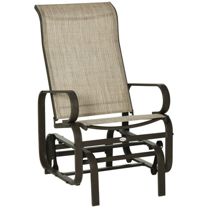 Outdoor Mesh Glider Swing Chair Patio Garden Rocking Gliding Seat Yard Porch Furniture, Brown Flaxen