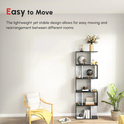 5-Tier Modern Bookcase Display Shelf Storage Room Divider for Living Room Home Office Black