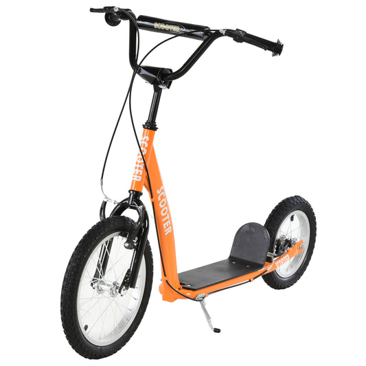 Kids Scooter with Adjustable Handlebar, Youth Kick Scooter with Dual Brakes, Inflatable Wheels, for Age 5+, Orange