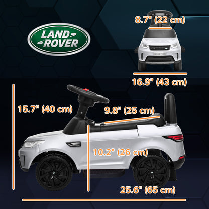2 in 1 6V Land Rover Licensed Electric Car for Kids, Sliding Car with Music Horn Headlights, for 18-60 Months White
