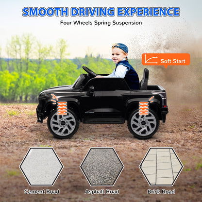 12V CHEVROLET SILVERADO EV RST Licensed Kids Car w/ Remote, Spring Suspension, Soft Start, Training Wheels, Black