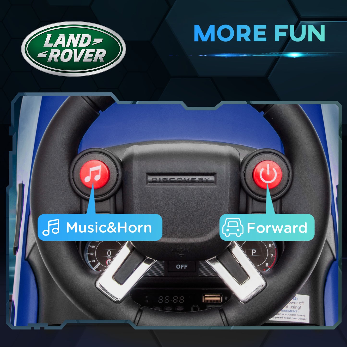 2 in 1 6V Land Rover Licensed Electric Car for Kids, Sliding Car with Music Horn Headlights, for 18-60 Months Blue Kids Crystal