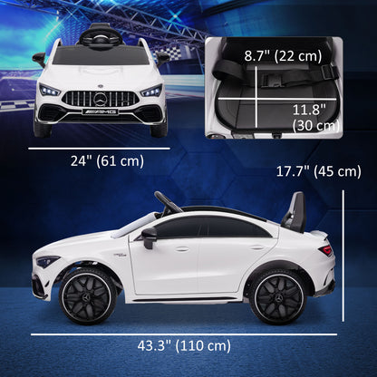 Mercedes-AMG Licensed 12V Ride on Car, Kids Electric Car with Remote Control, Spring Suspension, LED Lights, White